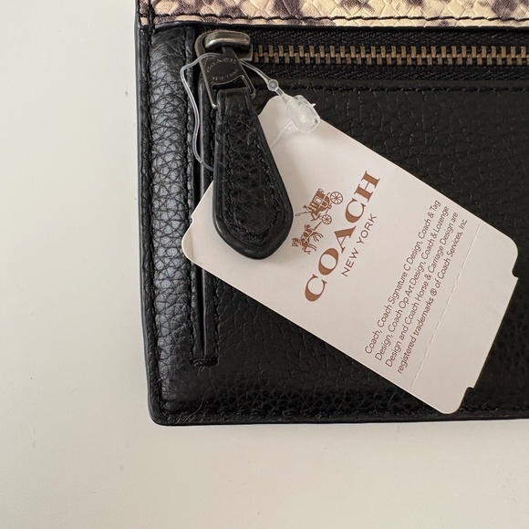 COACH SOFT BLACK WALLET BAG  WITH SNAKE EMBOSSED LEATHER TRIM (F57592) - Picture 6 of 13